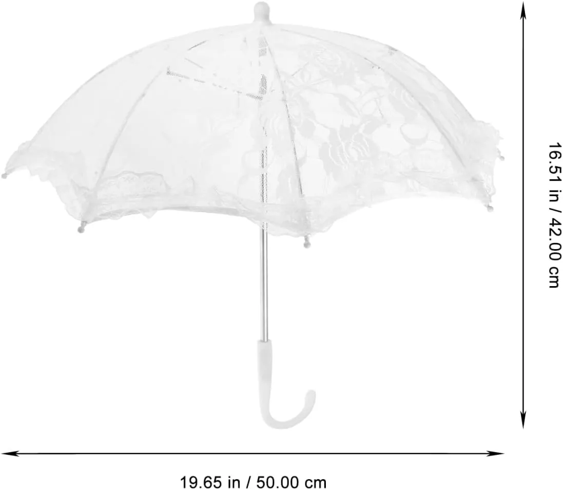 STOBOK Vintage Lace Umbrella, 50x42cm, White, Suitable for Weddings, Parties, Camping, Travel
