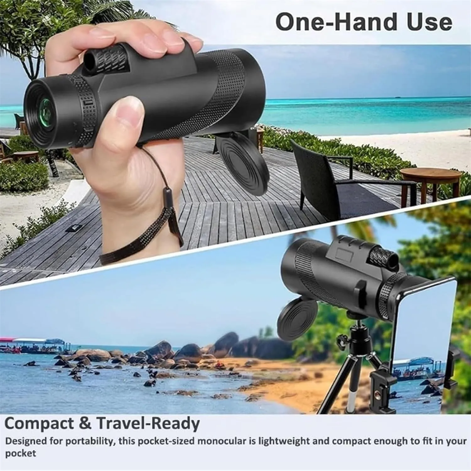 Stscope360 Monocular, Monoculars for Adults Long Range, Portable Night Vision Monocular with Smartphone Adapter & Tripod for Stargazing, Bird Watching, Travel(40 * 60,Black)