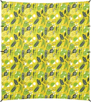Summer Cute Doodle Drawings Fantasy Lime Foldable Beach Cabana UPF50 Easy Setup Large Sun Shelter with Sand Shovel, Sandbags for Backyard and Camping