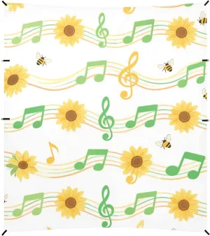 Sunflower Green Musical Note White Foldable Beach Cabana UPF50  Easy Setup Large Portable Sun Shelter with Sand Shovel for Camping, Picnics, Backyard