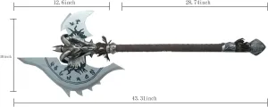 Sword Valley Shadowmourne - Legendary Two-Handed Axe - 110cm/43.31 Inches - Blade Carving Rune Symbols - Stainless Steel Blade - Cosplay Prop Anime Sword - Perfect Collectibles