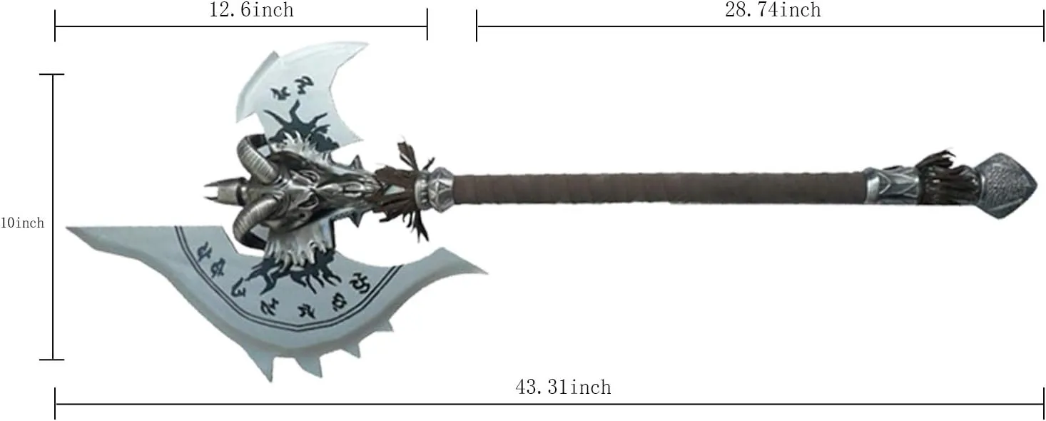 Sword Valley Shadowmourne - Legendary Two-Handed Axe - 110cm/43.31 Inches - Blade Carving Rune Symbols - Stainless Steel Blade - Cosplay Prop Anime Sword - Perfect Collectibles
