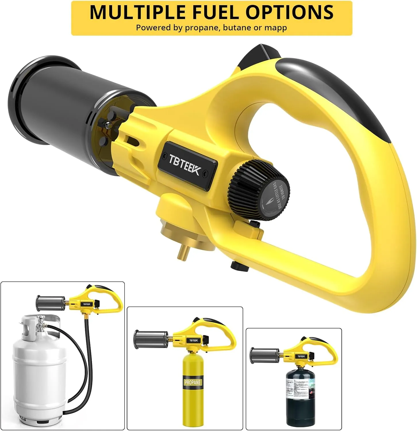 TBTEEK Powerful Propane Torch Head, Sous Vide Grill Cooking Torch With Adjustable Flame, Safety Lock Charcoal Torch Lighter for BBQ, Searing Steak, Creme Brulee, Campfire (Tank Not Included)