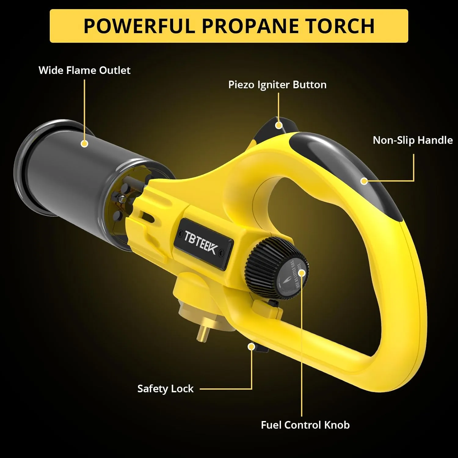 TBTEEK Powerful Propane Torch Head, Sous Vide Grill Cooking Torch With Adjustable Flame, Safety Lock Charcoal Torch Lighter for BBQ, Searing Steak, Creme Brulee, Campfire (Tank Not Included)