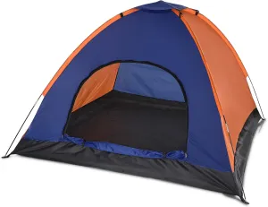 Tent, Camping Tent for 3-4 Persons Lightweight Outdoor Backpacking Tent with Rain Fly for Family Camping Hiking Beach, Blue & Orange