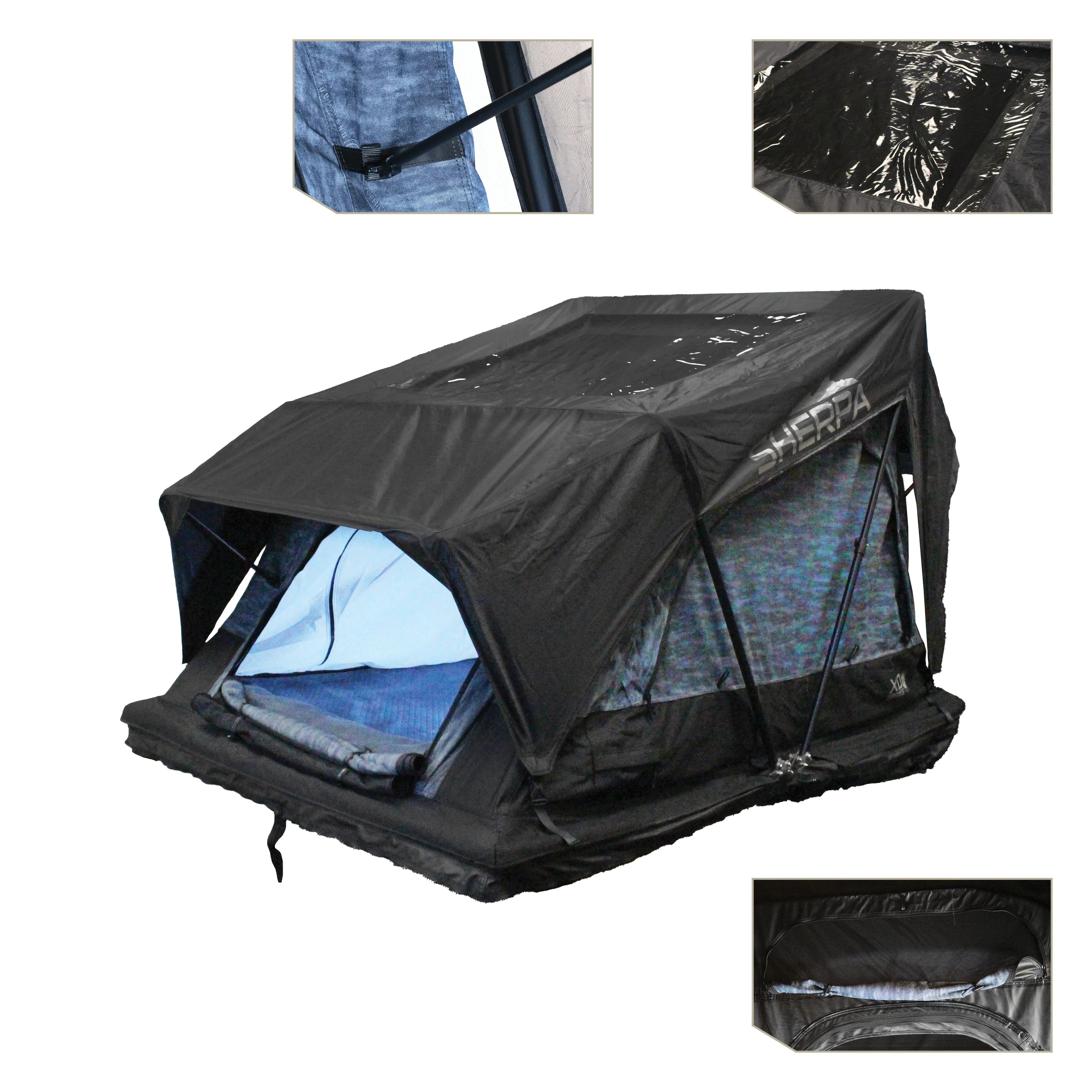 Tent, Grey - XD & Sided Soft Black Timely Top Body Roof Person, Sherpa S3S Remote-controlled Rainfly 3