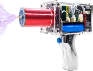 Tesla Coil Handheld Gun, Artificial Lightning, Portable Mini Spark Gap Arc Generator, for Science Physics Teaching Experiment Tool College High School Education DIY Toy (Regular Edition)