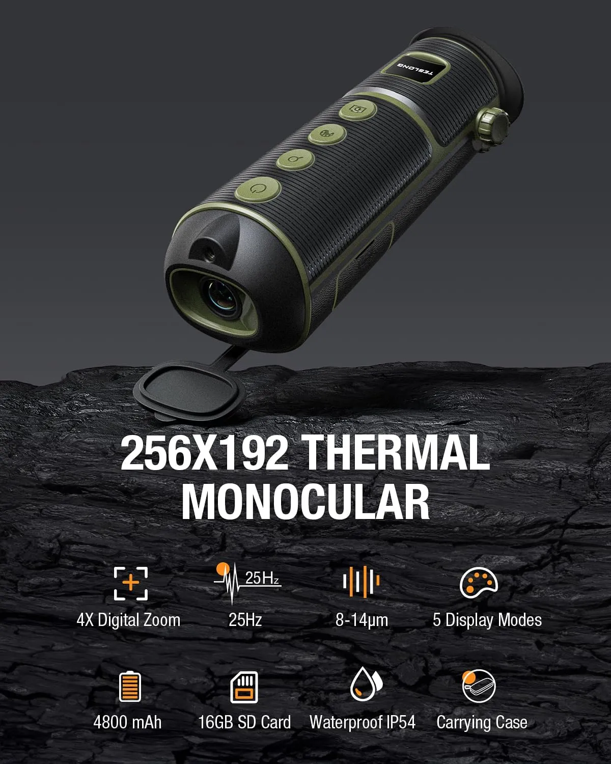 Teslong Thermal Monocular, 256x192 Thermal Imaging Monocular Handheld Infrared Scope, Weather-Resistant Vision Short Range for Hunting, Outdoor Camping, Travel