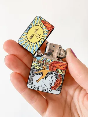 The Sun Tarot Card Windproof Flip Top Lighter