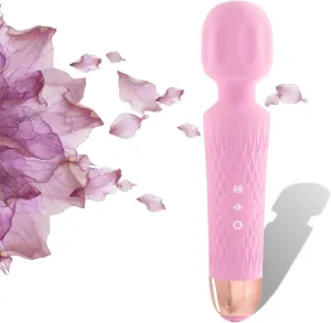 The Upgraded 3-in-1 Personal Massager - 3 hrs Powerful Vibration, Quiet & Waterproof - 20 Speeds 8 Patterns Cordless Massagers Handheld, Travel Friendly (Pink)