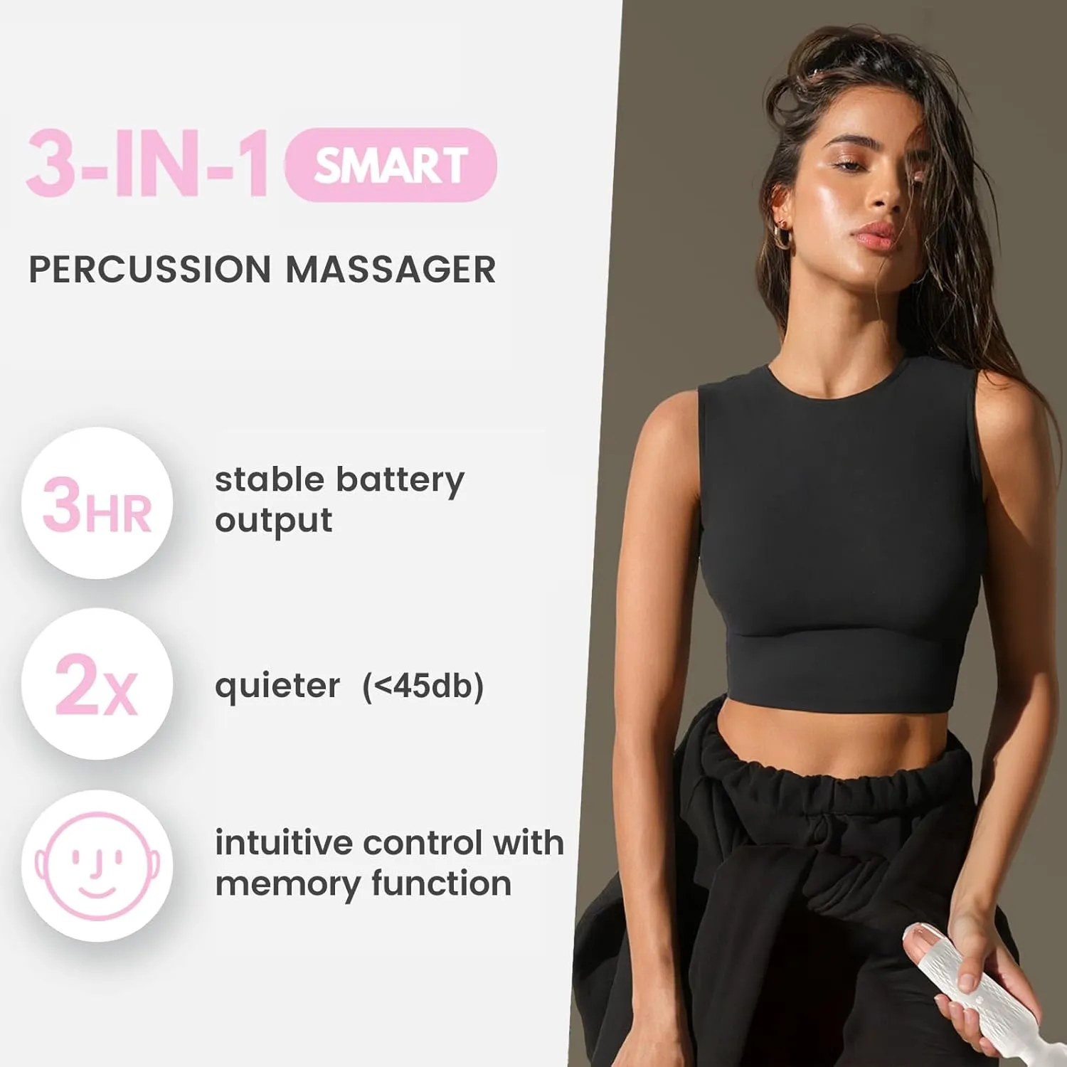 The Upgraded 3-in-1 Personal Massager - 3 hrs Powerful Vibration, Quiet & Waterproof - 20 Speeds 8 Patterns Cordless Massagers Handheld, Travel Friendly (Pink)