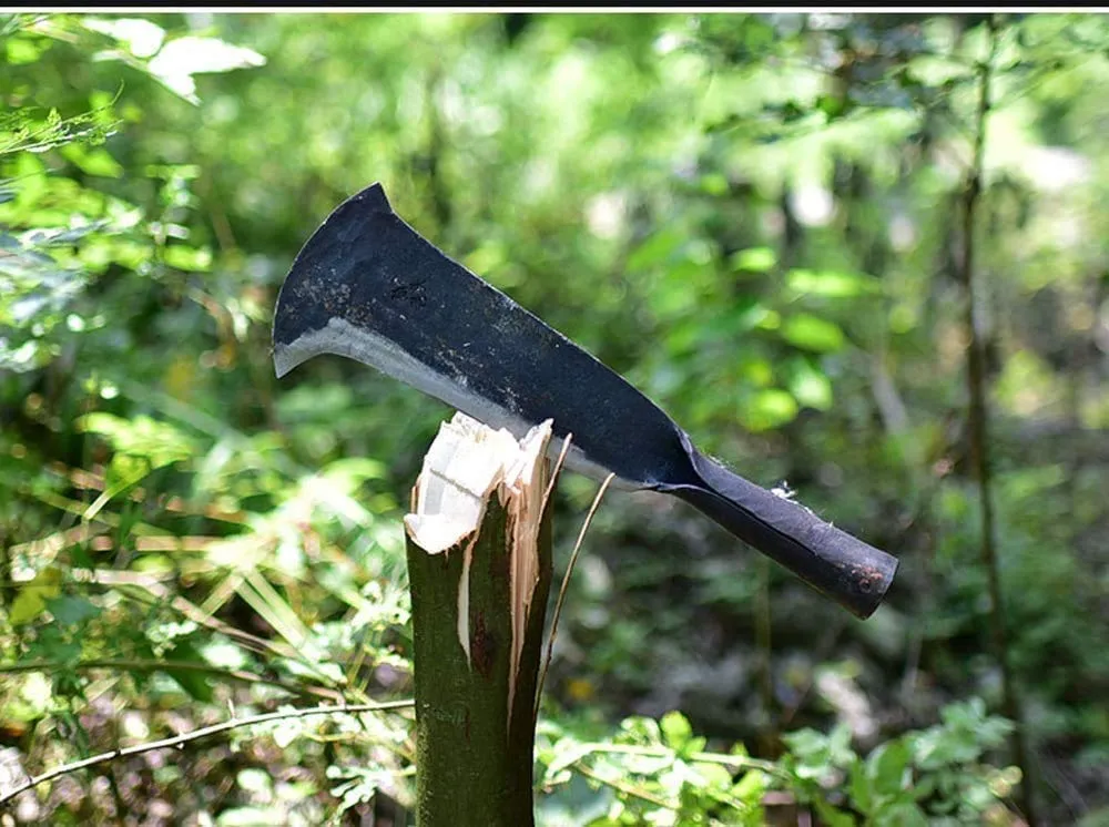 Thick Steel Blade Brush Axe , Heavy Duty Billhook Machete Hatchet with a Well Balanced .