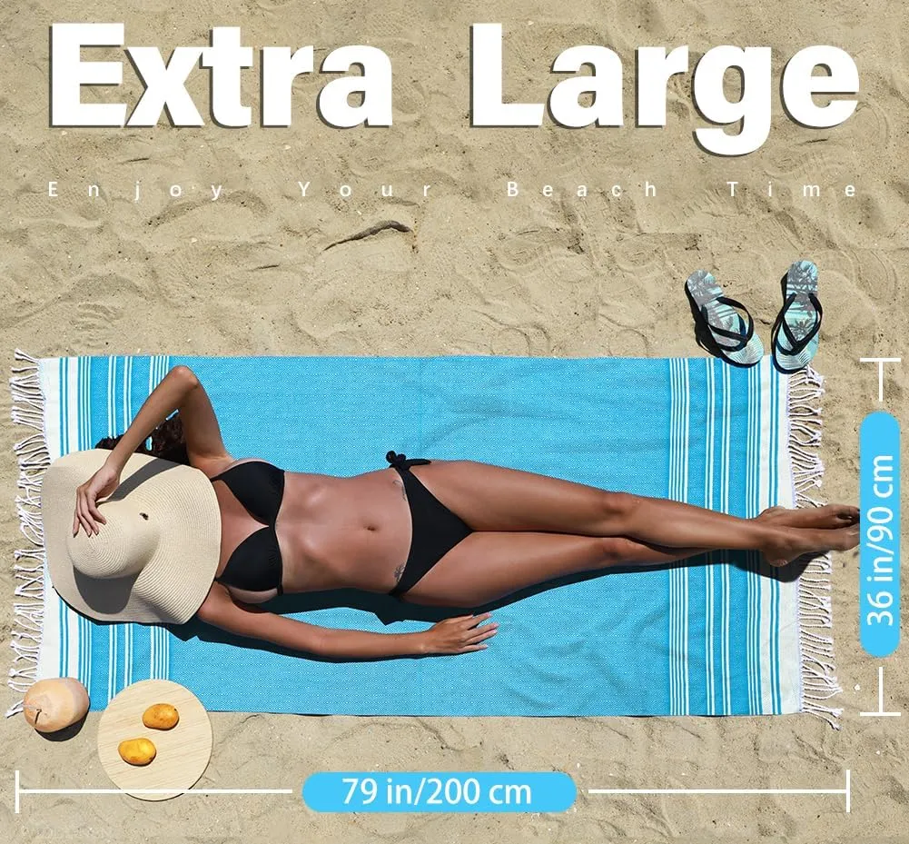 Thin Turkish Beach Towel Lightweight Quick Dry Absorbent Cotton Bathroom Bath Pool Swim Towels Extra Large Oversized Sand Free Beach Accessories Essentials Cloud Gifts for Adult