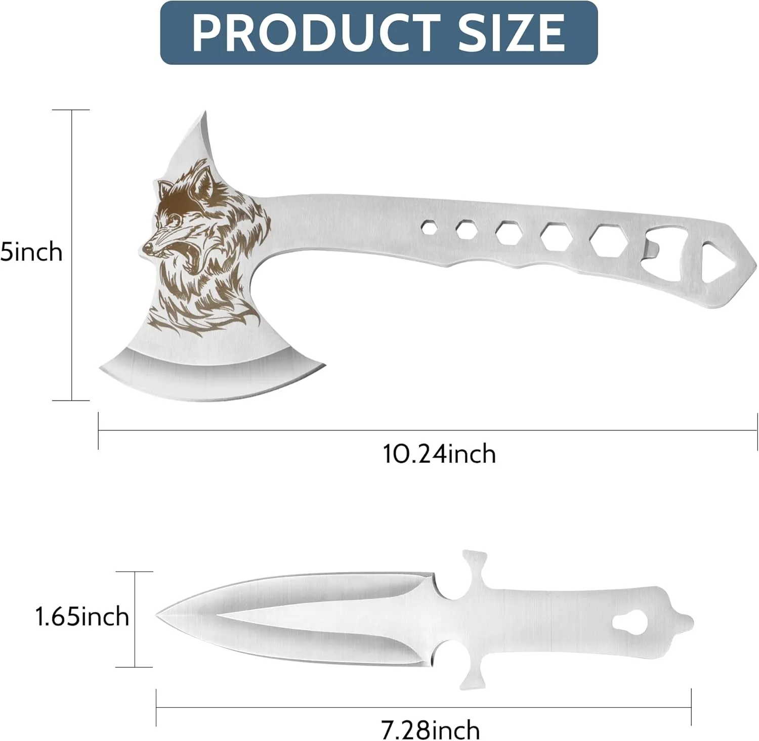 Throwing Stars Axe Throwing Game for Backyard, Throwing Axes and Tomahawks Set with Bottle Opener and Nylon Sheath, 10in Throwing Hatchet Axe for Adults Competition and Recreation