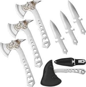 Throwing Stars Axe Throwing Game for Backyard, Throwing Axes and Tomahawks Set with Bottle Opener and Nylon Sheath, 10in Throwing Hatchet Axe for Adults Competition and Recreation
