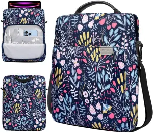 TiMOVO 13 Inch Tablet Sleeve Handbag with Shoulder Strap for iPad Air 13" M3 2025, iPad Pro 13", iPad Pro 12.9", Galaxy Tab S9 /S9 Plus/S10 /S10 Plus/S9 FE /S9 FE Plus 12.4", Colorful Flower