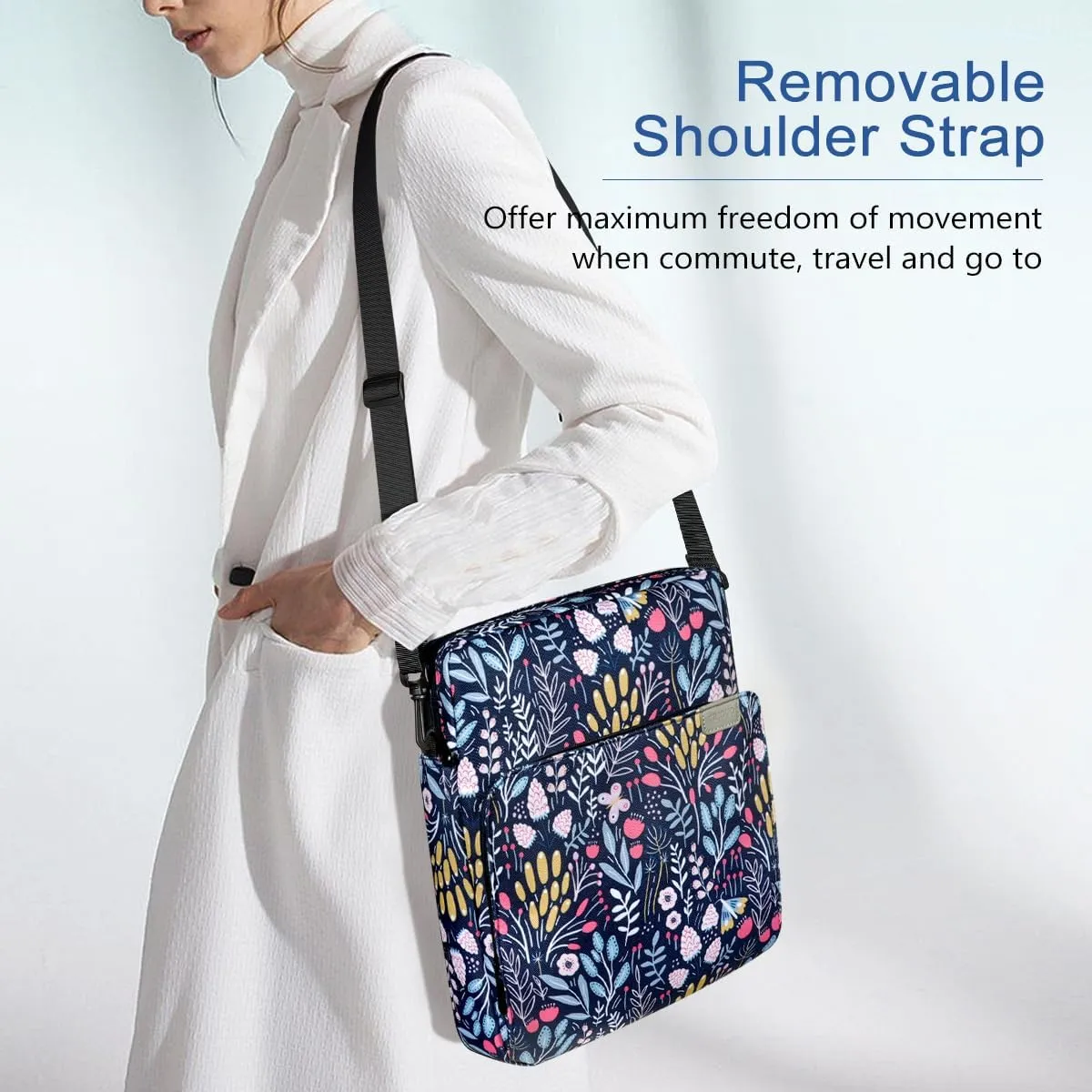 TiMOVO 13 Inch Tablet Sleeve Handbag with Shoulder Strap for iPad Air 13" M3 2025, iPad Pro 13", iPad Pro 12.9", Galaxy Tab S9 /S9 Plus/S10 /S10 Plus/S9 FE /S9 FE Plus 12.4", Colorful Flower
