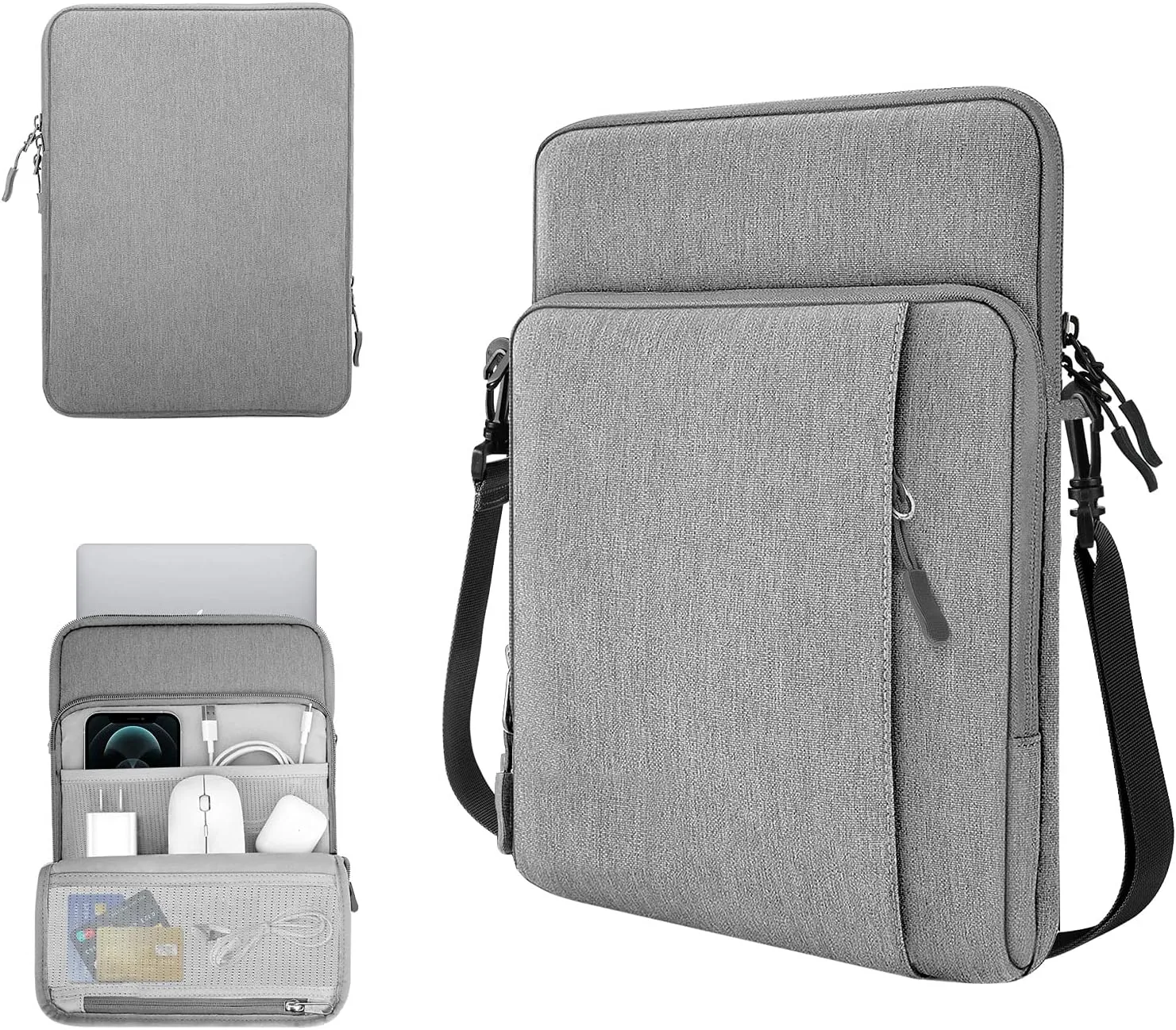 TiMOVO 13.3-14 Inch Laptop Sleeve Carrying Bag with Pockets for iPad Air 13 Inch 2024,iPad Pro 13 Inch 2024,MacBook Air 2022-2018,MacBook Pro M2/M2/M1 Pro/M1 Max,Galaxy Tab S9 /S8  12.4",Light Gray