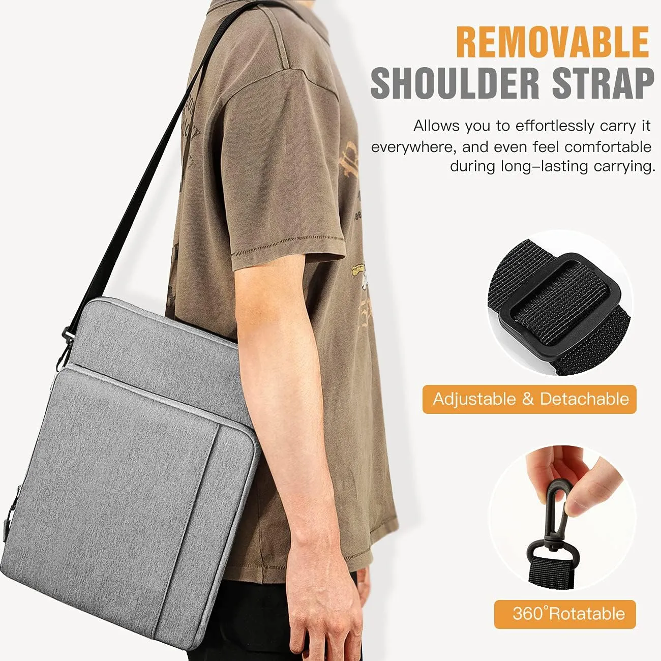 TiMOVO 13.3-14 Inch Laptop Sleeve Carrying Bag with Pockets for iPad Air 13 Inch 2024,iPad Pro 13 Inch 2024,MacBook Air 2022-2018,MacBook Pro M2/M2/M1 Pro/M1 Max,Galaxy Tab S9 /S8  12.4",Light Gray