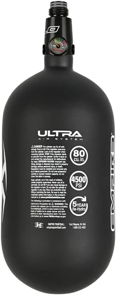 Tippmann Empire JT Ultra Light Carbon Fiber 80ci / 4500psi N2 Compressed Air HPA Paintball Tank w/FLO Pro Regulator - Guaranteed Hydro Date 2023/12