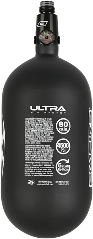 Tippmann Empire JT Ultra Light Carbon Fiber 80ci / 4500psi N2 Compressed Air HPA Paintball Tank w/FLO Pro Regulator - Guaranteed Hydro Date 2023/12