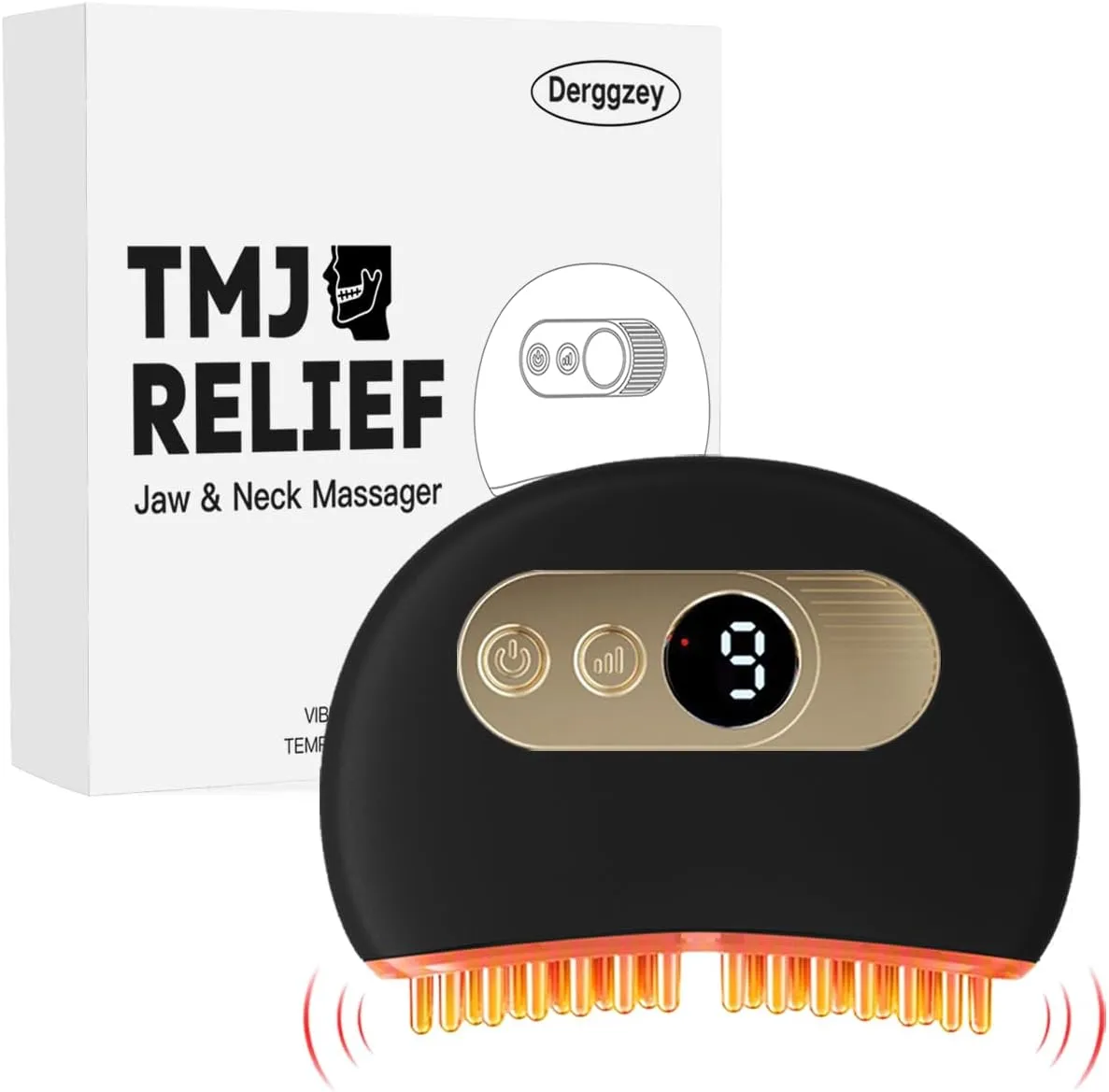 TMJ Relief Products Jaw, Handheld TMJ Relief Massager with Vibrating & Heating and PulsMode, Ergonomic Multi-Needle Design TMJ Massage Tool, Soothe Jaw & Neck Pain, Jaw Clenching Relief