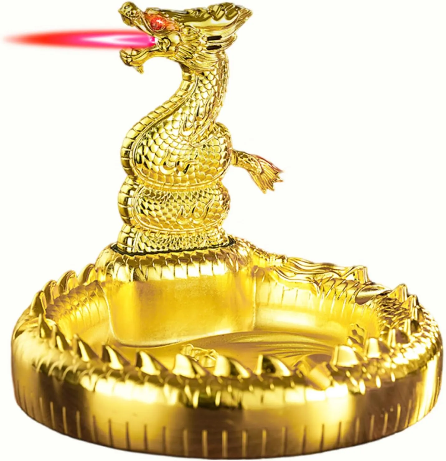 Torch Lighter, Advanced Luxury Desktop Dragon-Shaped Butane Lighter, Cool Adjustable Jet Flame Lighter, Refillable Butane Lighter for Tabletop Ornament Men Boyfriends Indoor (Without Butane)-Gold