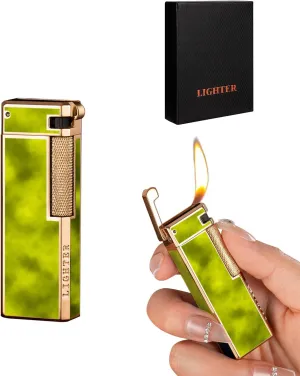 Torch Lighter, Blue Jet Flame Lighter, 45 ° Clamp The Flame Lighter, Butane Refillable Metal Lighter Adjustable Torch Lighter Great Tool for Candle Grill BBQ Brithday Gift (Fuel not Included) (Green)