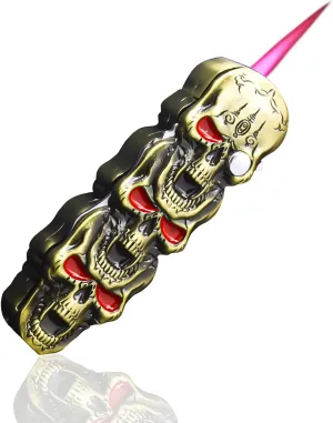 Torch Lighter, Unique Metal Skull Design, Refillable and Adjustable, Cool Lighters, Gift for Men, Suitable for Outdoor, Camping (No Gas) (Gold)