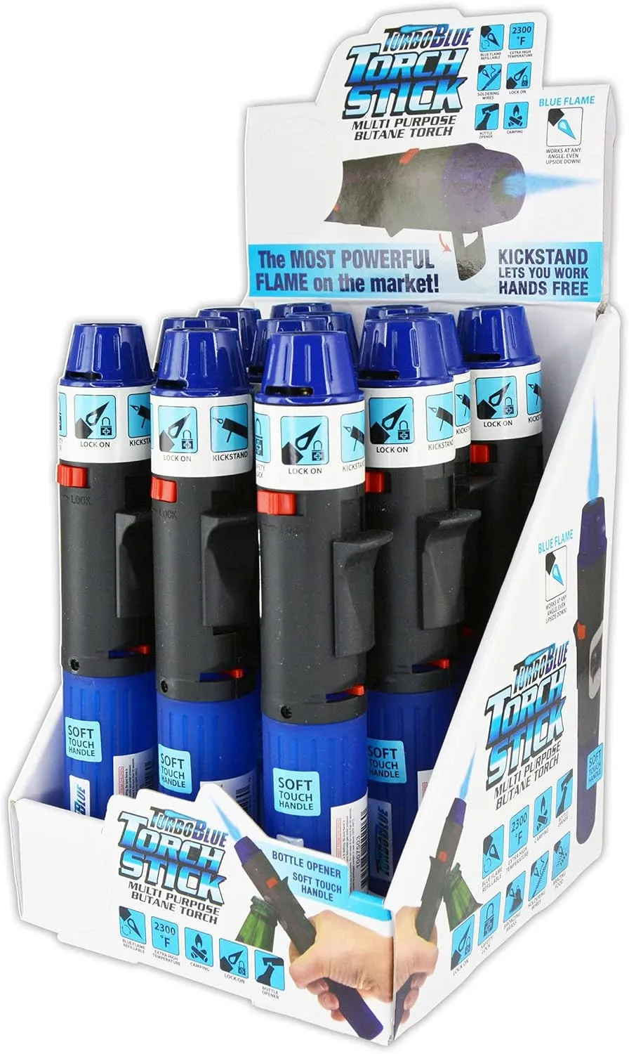 Torch Stick Multi Purpose Refillable Butane Lighter (Display of 12)