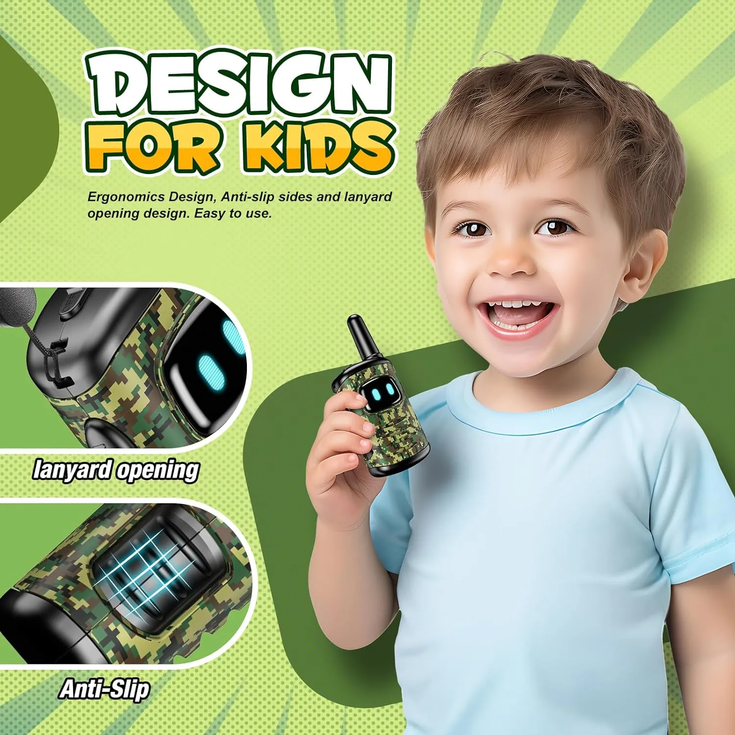 Toys for 3-8 Year Old Boys: comedyfun Mini Robots Walkies Talkies 2 Pack Birthday Gifts for 3 4 5 6 7 8 Year Old Boys Toys Age 5 6 7 8 Adventure Games Hiking Camping