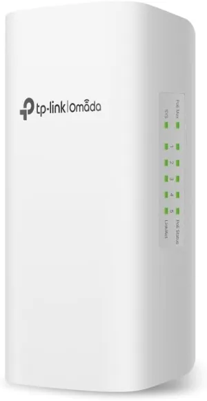 TP-Link Omada SG2005P-PD | 5 Port Outdoor PoE Passthrough Gigabit Ethernet Switch | 1 PoE   in@90W, 4 PoE  Out Up to 64W | IP55, Static Routing, Access Control List, QoS, VLAN | PoE Powered ONLY