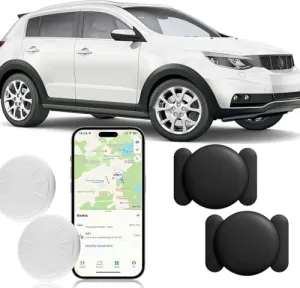 Tracker Device for Vehicles,Mini Hidden Car Tracker with Magnetic Case,No Monthly Fee Real Time GPS Car Tracker Works with Apple Find My (iOS Only)- Black,2PCS