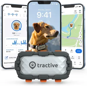 Tractive XL GPS Dog Tracker (50 lbs ) | Real-time Pet Location Tracker | Health & Wellness Alerts | Virtual Fence for Dogs | Dog Collar Attachment (Adventure Edition)