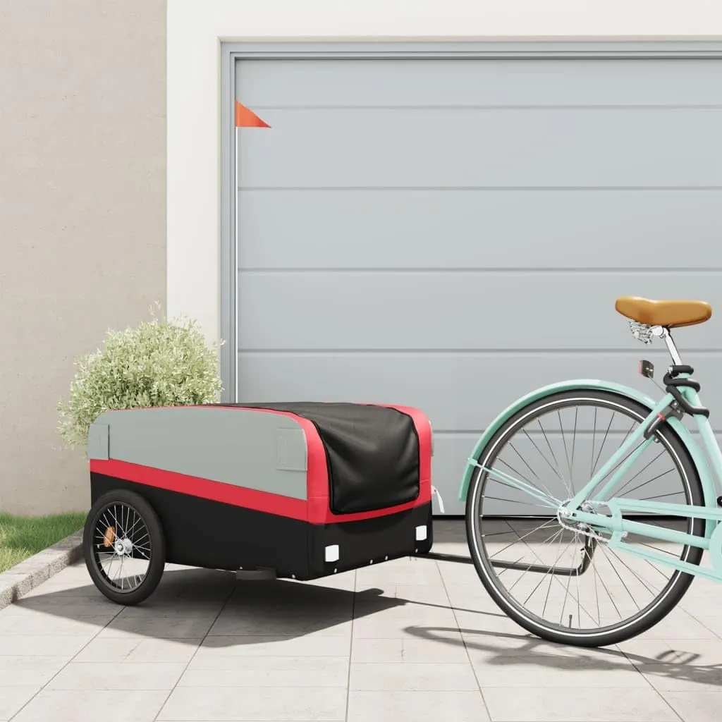 Transport Heavy Goods with Sturdy Bike Trailer, 99.2 lb Load Capacity, Iron Construction, Easy to Attach, Black and Red