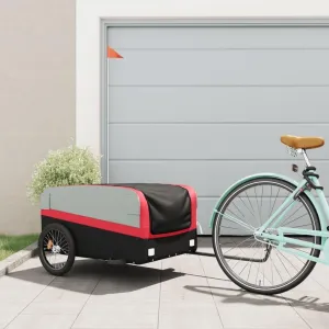Transport Heavy Goods with Sturdy Bike Trailer, 99.2 lb Load Capacity, Iron Construction, Easy to Attach, Black and Red