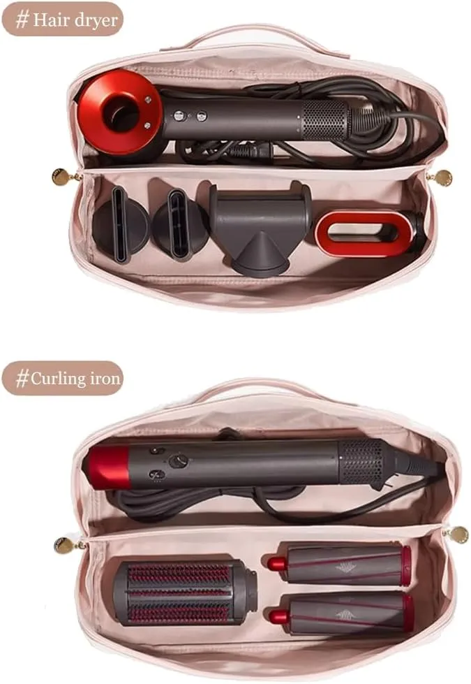 Travel Case Compatible with Airwrap Styler, Portable Supersonic Hair Dryer Travel Storage Bag, Waterproof Carrying Case Organizer for Shark Flexstyle and Attachments (Rose Pink)