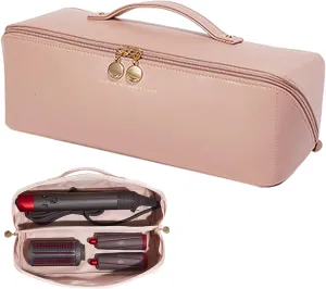 Travel Case Compatible with Airwrap Styler, Portable Supersonic Hair Dryer Travel Storage Bag, Waterproof Carrying Case Organizer for Shark Flexstyle and Attachments (Rose Pink)