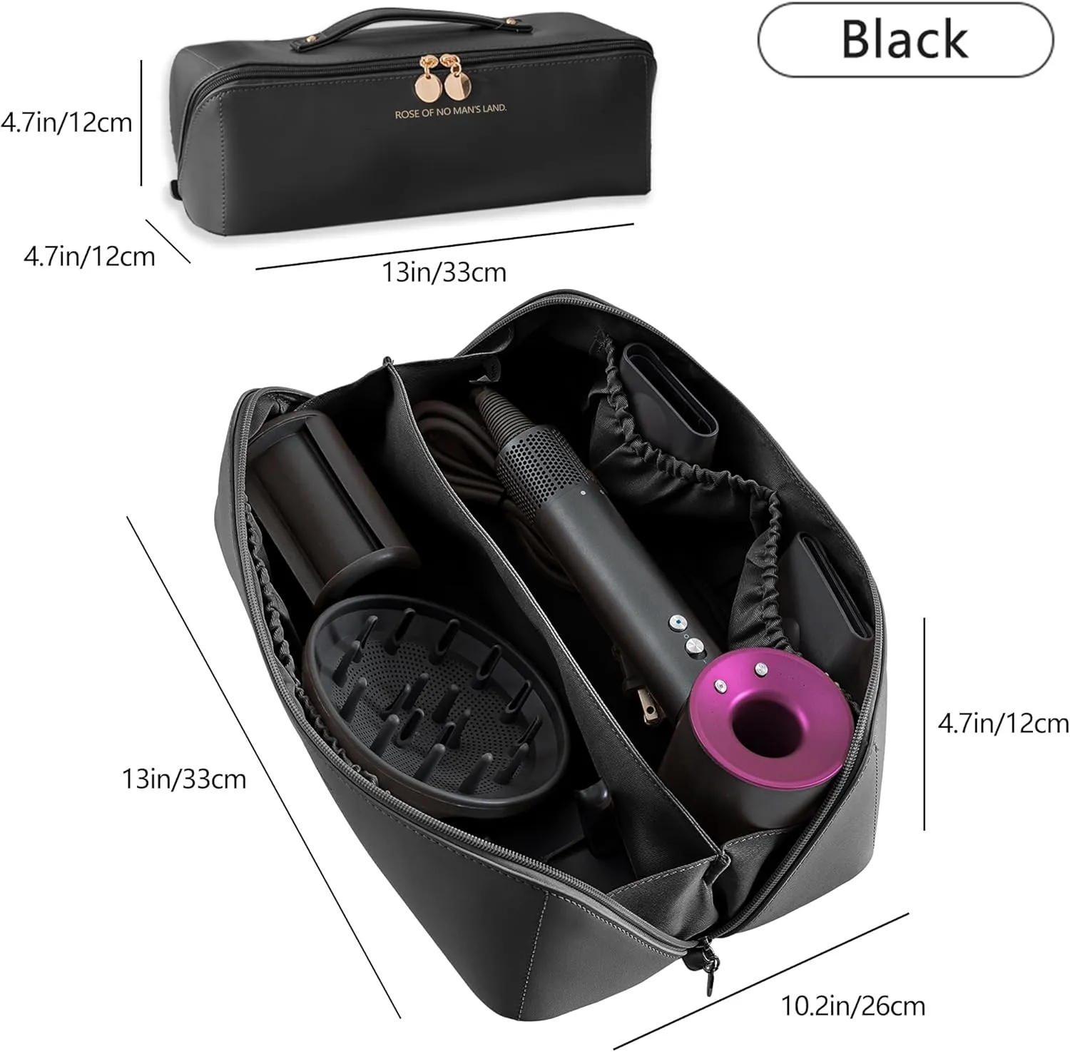 Travel Case Compatible with Dyson Airwrap Styler, Portable Supersonic Hair Dryer Travel Storage Bag, Waterproof Carrying Case Organizer for Shark Flexstyle and Attachments (Black)