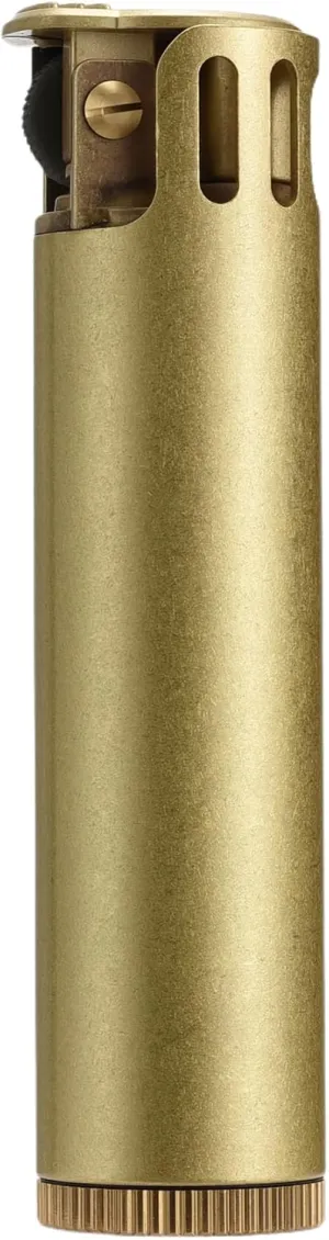Trench Lighter with One-Press Ignition, Vintage Brass Refillable Kerosene Soft Flame Lighters, Thorens Swiss-Style Cylindrical Design, Retro Cigar Lighter with Gift Box for Men