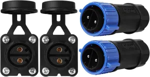 Trolling Motor Plug Receptacle Set, 12V/24V/ 36V/48V Plug for Trolling Motor/Down Rigger/Fishing Reel,Waterproof Marine Boat DC Power Connector