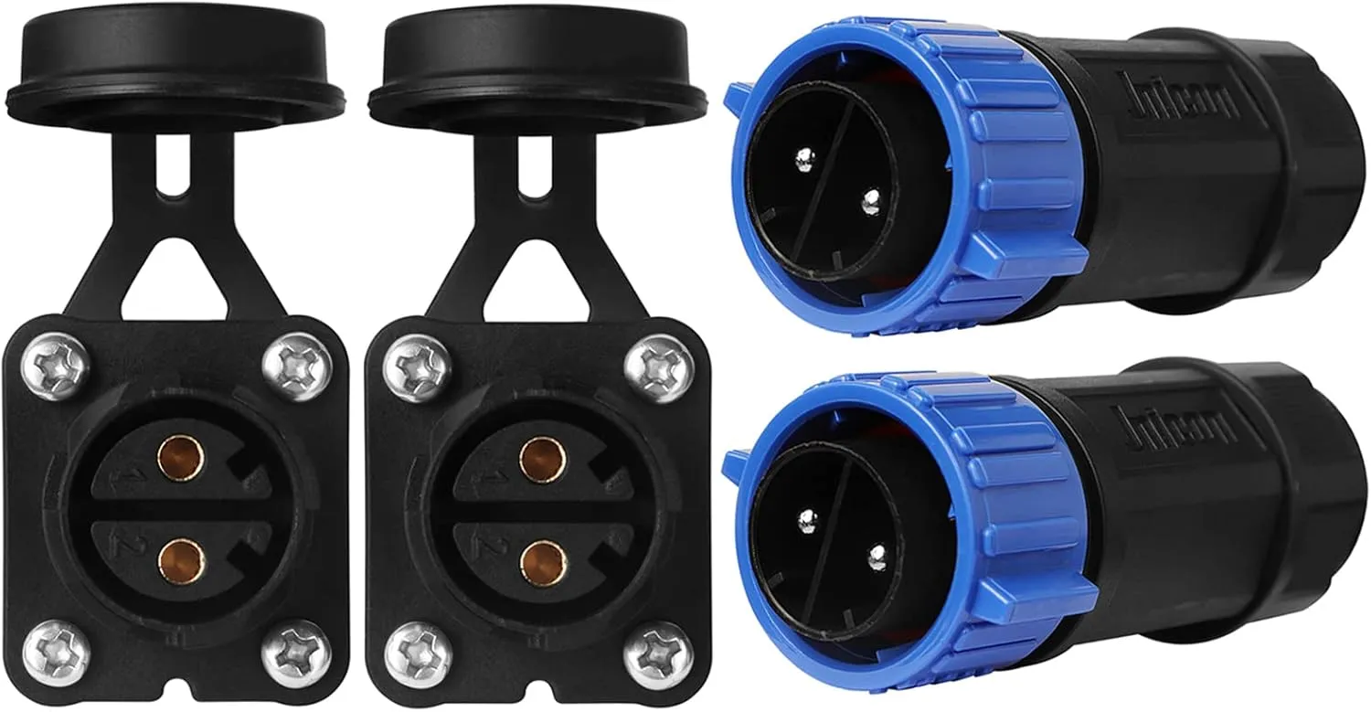 Trolling Motor Plug Receptacle Set, 12V/24V/ 36V/48V Plug for Trolling Motor/Down Rigger/Fishing Reel,Waterproof Marine Boat DC Power Connector