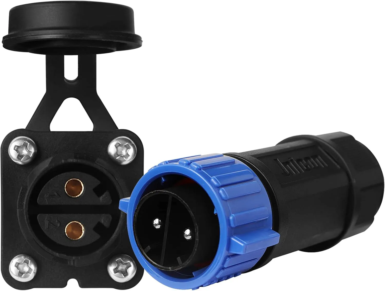 Trolling Motor Plug Receptacle Set, 12V/24V/ 36V/48V Plug for Trolling Motor/Down Rigger/Fishing Reel,Waterproof Marine Boat DC Power Connector