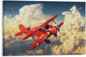 TYWSDBV Aircraft Poster Beechcraft Model 17 Staggerwing Art Poster 2 Canvas Painting Posters And Prints Wall Art Pictures for Living Room Bedroom Decor 18x12inch(45x30cm) Frame-style