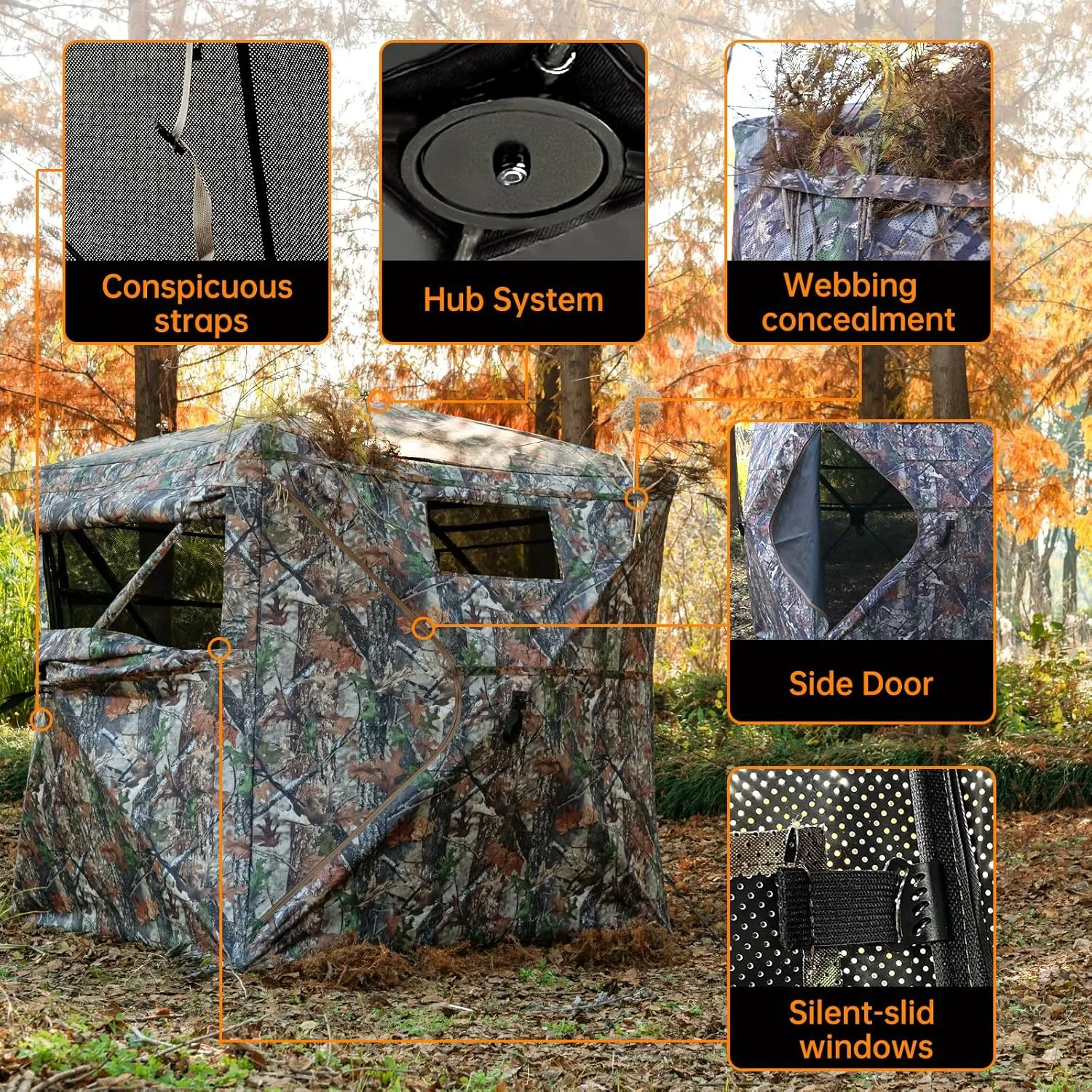 [Upgraded] Hunting Blind 360 Degree See Through Ground Blind for Deer Hunting, Turkey Hunting and Outdoor 2-3 Person, Pop Up Hunting Tent with Carry Bag