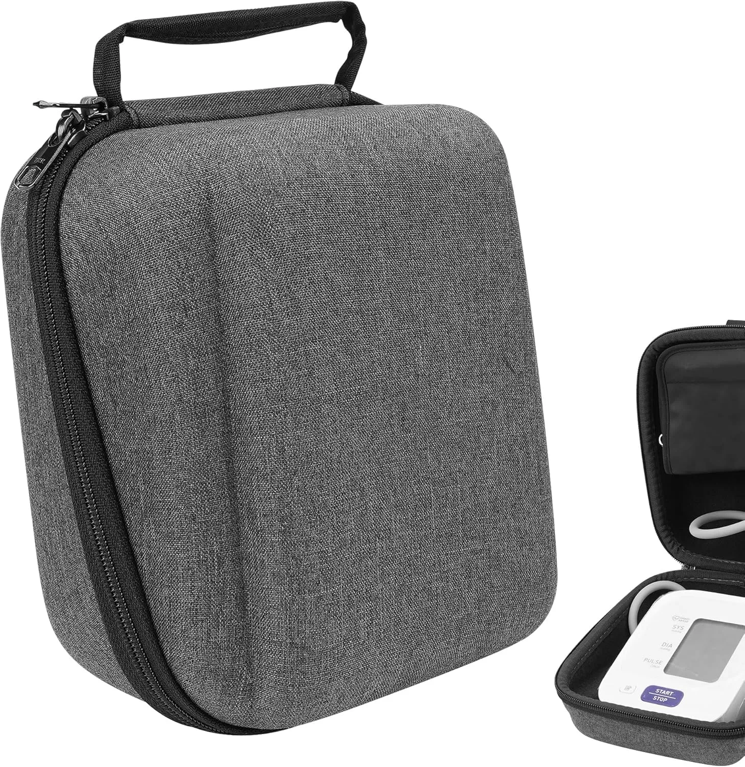 Upper Arm Blood Pressure Monitor Case Compatible with Omron7, Omron5, Omron3 Series, BP5255, BP5150, BP5000, BP5100, HEM-790IT, Hard Shell Carrying Case, Protective Travel Bag(Gray)