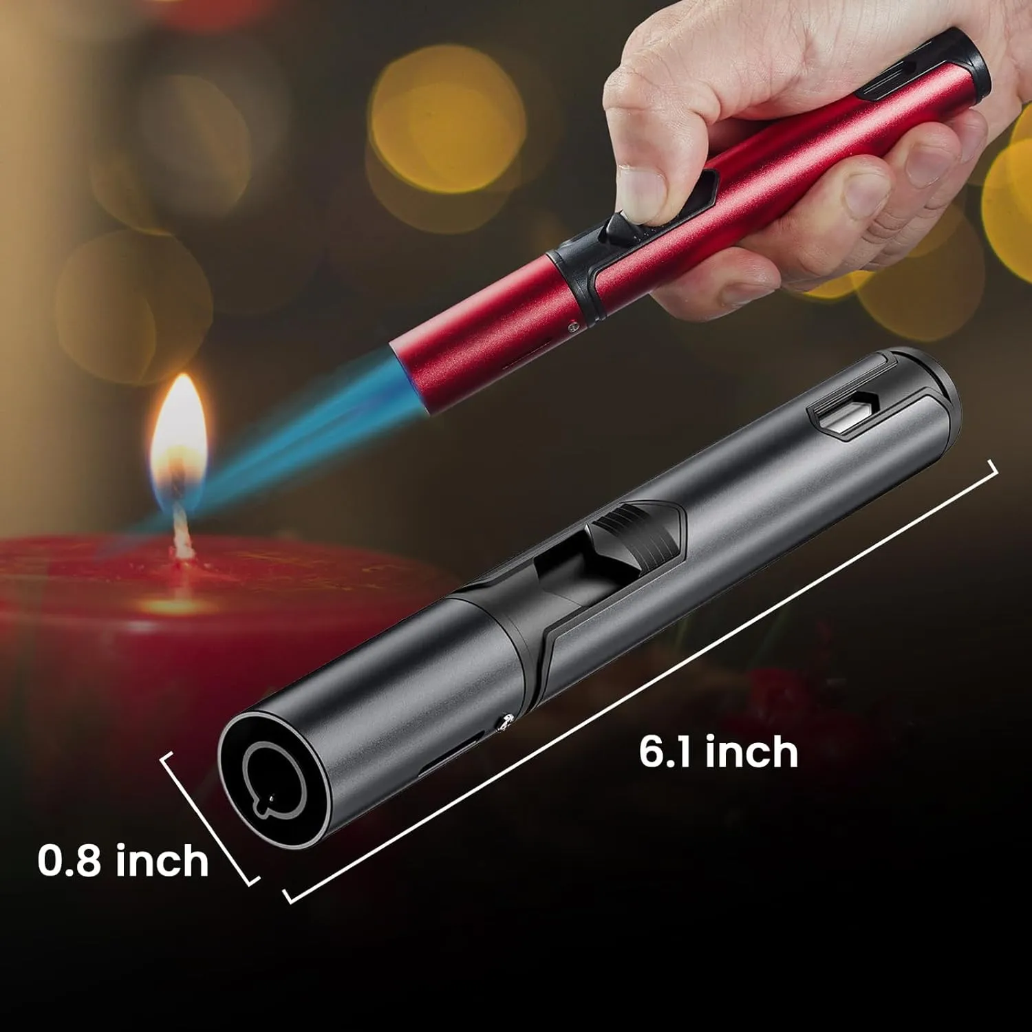 Urgrette 4 Pack Butane Torch Lighters, 6-inch Refillable Pen Lighter Adjustable Jet Flame Butane Lighter for Grill BBQ Camping (Gas Not Included)