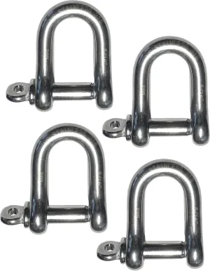 US STAINLESS 4 Pieces Stainless Steel 316 Forged D Shackle Marine Grade 5/16" Dee
