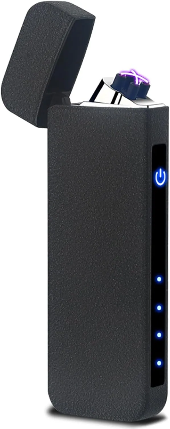 USB Rechargeable Lighter Arc Electric Metal Material Fashion Windproof Lighters for Women Smoke Festival Gift (Color : Black)