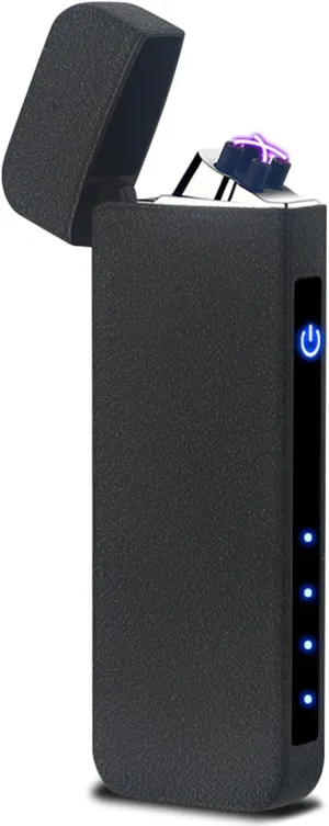 USB Rechargeable Lighter Arc Electric Metal Material Fashion Windproof Lighters for Women Smoke Festival Gift (Color : Black)